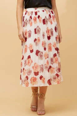 REESE FLORAL PLEATED MIDI SKIRT -Printedcarpetus a0043a4958b267ade250507e4f0fb115