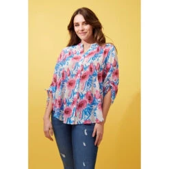 FLORAL PLEATED BLOUSE -Printedcarpetus a00676f0c40e300fcf43f60c93c091ab