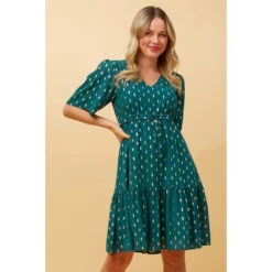 DIAMOND TEARDROP FOIL PRINT SHORT DRESS -Printedcarpetus a0199ec47054af10ac2548671e1b2663