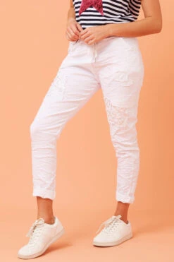 JANJA SEQUIN PATCHWORK PRINT JOGGERS -Printedcarpetus a095e363fe5c32eb473d0b487fd2fd50