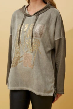 SONATA FOIL PRINT HOODED TOP -Printedcarpetus a0f0ad02bd027ca5d955ec7c3e56abfa