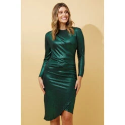 MEIKI GLITTER RUCHED BODYCON DRESS -Printedcarpetus a149db8a22b3cf0c982db4dad17f6f83