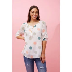 POLKA DOT PEASANT TOP -Printedcarpetus a18d76c441a97215624df0ab8094c570
