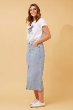 NAT DENIM MIDI SKIRT -Printedcarpetus a216c851bab99b47bbecb4fb188b9308