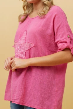 ZONYA SEQUIN STAR PATCH TOP -Printedcarpetus a21c14bfa3777e74955722e024d43c57