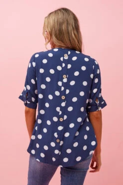 KENDRA POLKA DOT BUTTON DETAIL TOP -Printedcarpetus a2a32309a7b65bbeb8a0263e21569066