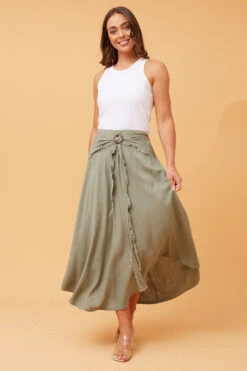 ESTRELLA LINEN MIDI SKIRT -Printedcarpetus a40c75c598bb0f7d55b29db99c84416b
