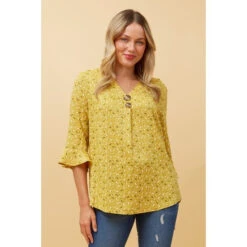 RUE DITSY FLORAL BUTTON DETAIL TOP -Printedcarpetus a4211fb3f0afb7e033abc709dc1192bd