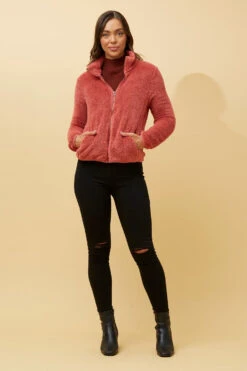 LYN ZIP FRONT FAUX FUR JACKET -Printedcarpetus a430b94038f8c9121847c9e568366637