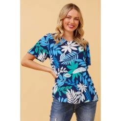 SONIA LEAF PRINT TOP -Printedcarpetus a4b66f83a11647c456c5b261fba6eb4b