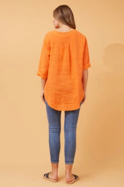 PALERMO BUTTON DETAIL LINEN TOP -Printedcarpetus a4ca2b729223841cb1b84bc3788d9751