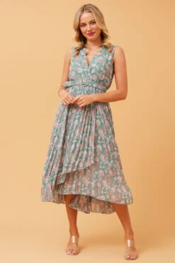 REBA SLEEVELESS FLORAL PLEATED DRESS 12 REBA SLEEVELESS FLORAL PLEATED DRESS -Printedcarpetus a596c6dc5be021e1cefe7d8efe423f87