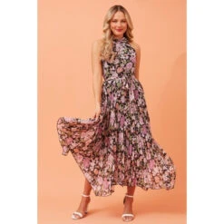 JOSETTE FLORAL PLEATED DRESS -Printedcarpetus a59a04dcbac38056d6cb91d497d03234