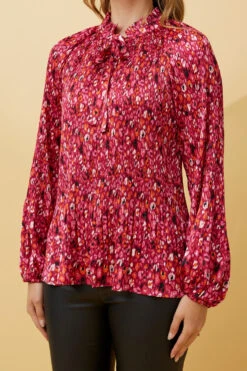 PETA ANIMAL PRINT PLEATED BLOUSE -Printedcarpetus a66941e26763c9396c7e70d5469986c2