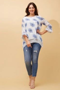 RUMI DOUBLE LAYER LEAF PRINT TUNIC TOP -Printedcarpetus a7f77a1a1d8f7b85fc09731e211f5476