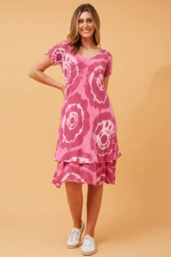 ELECTRA DOUBLE LAYER PRINTED DRESS -Printedcarpetus a989d7d6190352b63567baa3047775c1