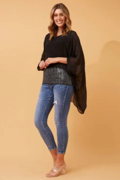 ARGLE SEQUIN DETAIL DOUBLE LAYER TOP -Printedcarpetus abd65adca011c653d5eaba3af138c267