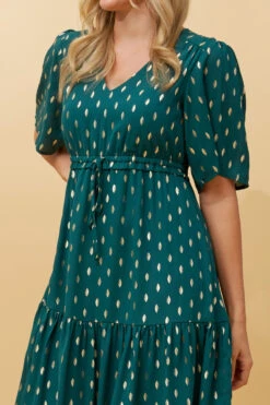 DIAMOND TEARDROP FOIL PRINT SHORT DRESS -Printedcarpetus ac0e646826c8fbe76a05ea14059a70cf