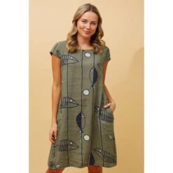 RIMINI TRIBAL PRINT LINEN DRESS -Printedcarpetus acfd1451daeec9714c978d68ff04aef4