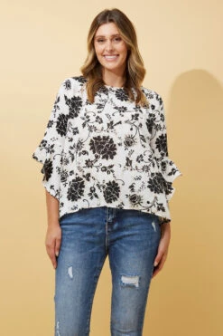 FOREVER NEW FLORAL FLUTE SLEEVE BLOUSE -Printedcarpetus ae32ec8f82f13af967ba7ec43248c566