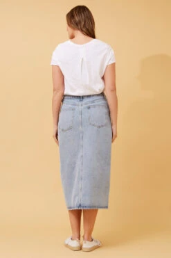 NAT DENIM MIDI SKIRT -Printedcarpetus ae94663915ff78bef93f1c6ee7e3616a