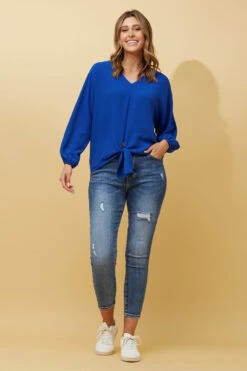 GLENN BATWING SLEEVE FRONT KNOT TOP