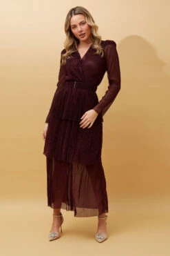 ANTONIA PLEATED TIERED MAXI DRESS -Printedcarpetus afa210ffcf28722be3ffd402dcb0ce67