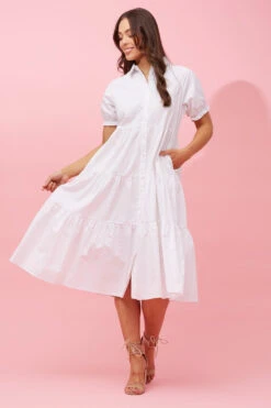 TIFFANY PUFF SLEEVE MIDI DRESS