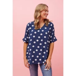 KENDRA POLKA DOT BUTTON DETAIL TOP -Printedcarpetus aff09d456e76a6a95ab0e7771546084f