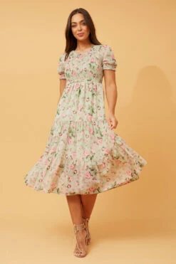MERRY PUFF SLEEVE FLORAL DRESS -Printedcarpetus b119a96fd1b6c3a7c190f48f3314e7d2