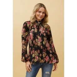 PETA FLORAL PLEATED BLOUSE -Printedcarpetus b2266ba467a658a01dc8f3686f90f071