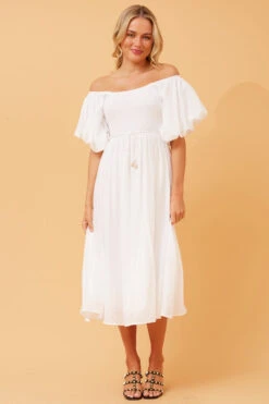 ANOK PUFF SLEEVE MIDI DRESS -Printedcarpetus b31ffb99b11a9b889407301b294df0a1