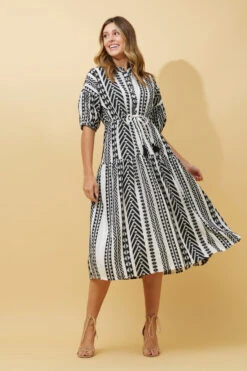 SHREYA JACQUARD PRINT MIDI DRESS