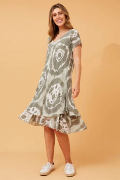 ELECTRA DOUBLE LAYER PRINTED DRESS -Printedcarpetus b3f376dec03aa62a2ddebd45cb985c0e