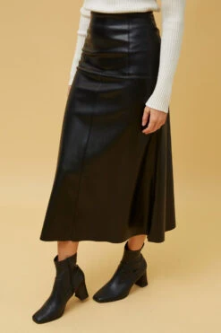AUBREE VEGAN LEATHER MAXI SKIRT -Printedcarpetus b4214ecaf56ccd66b5694f0d538dc200