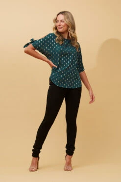 COLD SHOULDER FOIL PRINT BLOUSE -Printedcarpetus b477db1d6d519bc3be41fe6e1d53a25d