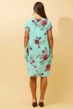 MESSINA FLORAL LINEN SHORT DRESS -Printedcarpetus b5483341bec0379ebb1f63a6db91306c