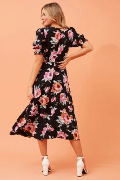 PEYTON FLORAL MIDI DRESS -Printedcarpetus b6619063dd9bb782fc94c949185605e7