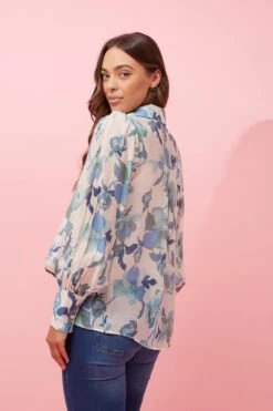 BELLE LONG BALLOON SLEEVE FLORAL SHIRT -Printedcarpetus b684d523a91019b1ee09780a6cd8a002