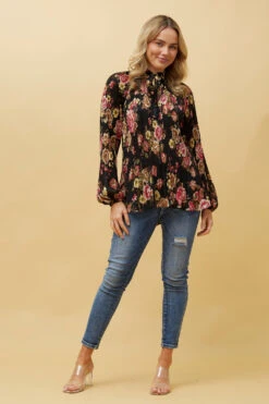 PETA FLORAL PLEATED BLOUSE -Printedcarpetus b68b60545042c18d42eea7ff9142d4df