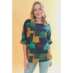 TARA ABSTRACT PRINT HI LOW HEM TOP -Printedcarpetus b6b241221335e82d48561f2e41b5d717