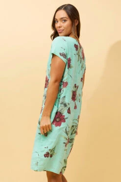 MESSINA FLORAL LINEN SHORT DRESS -Printedcarpetus b75ed69e728025539a2feabc47018a5d
