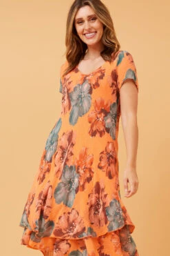 ELECTRA DOUBLE LAYER FLORAL DRESS -Printedcarpetus b7f1819d47f006b31854bb564dea4a02