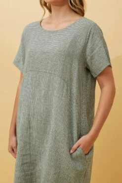 PRIANNA STRIPE LINEN SHORT DRESS -Printedcarpetus ba7d313370ab04caff05d86476dad12e