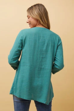 BUTTON DETAIL LINEN TOP -Printedcarpetus bae169db02fd8bb28d4d02737f817058