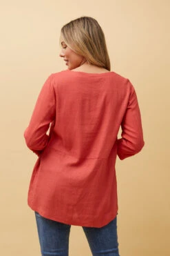 BUTTON DETAIL LINEN TOP -Printedcarpetus bb99fafaa16fbed1a069aedc49bc1ee1