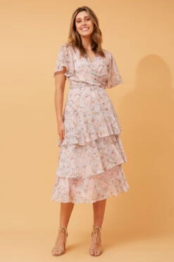WINDSOR FLORAL RUFFLE LAYERED DRESS -Printedcarpetus bc2dc96754c8be5762d6a4c425636b50