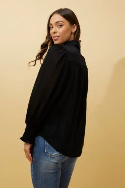 BESSIE LONG BALLOON SLEEVES GLITTER SHIRT -Printedcarpetus bc47ad7c9e153ba2665823b1fbecce80