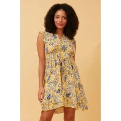 RAVINA FLORAL TIE WAIST TEA DRESS -Printedcarpetus bca008efcf5d9675993160a2e75ff7f2