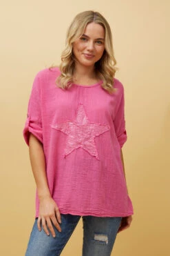 ZONYA SEQUIN STAR PATCH TOP -Printedcarpetus bce004bce7f0484b204305186cebe7ac d20b4855 b4c5 4dbb 8351 d9fca89948a0